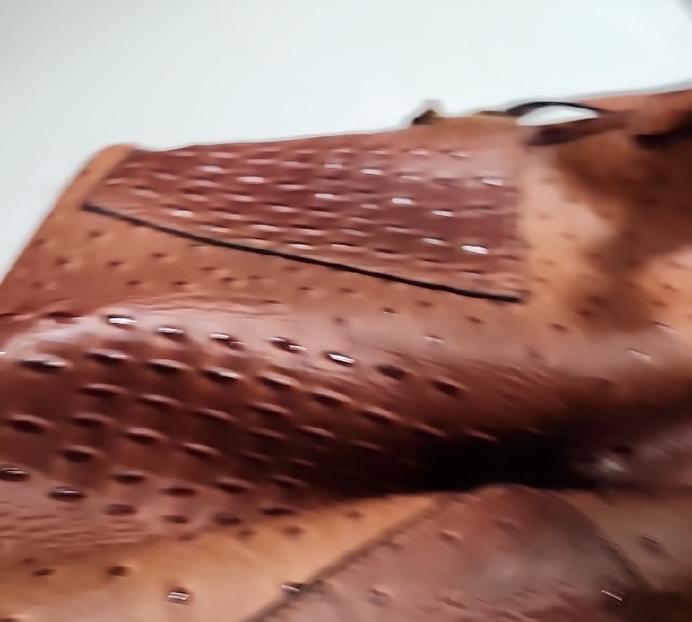 Elegant Brown Faux Ostrich Leather Handbag - Picture 9 of 12